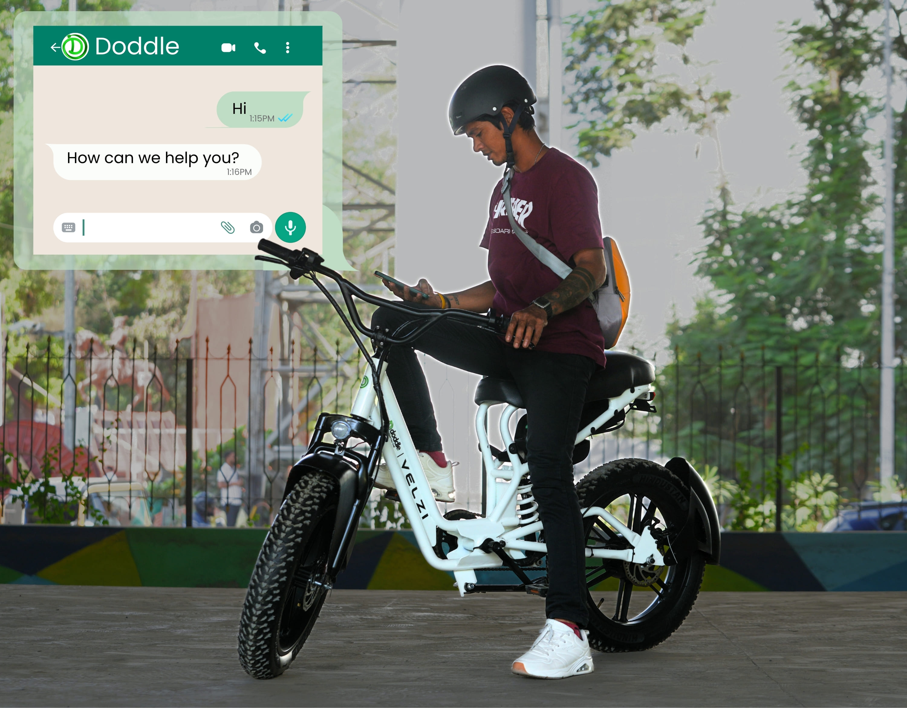 Velzi electric cycle rider contacting Doddle support and customer care for ebike