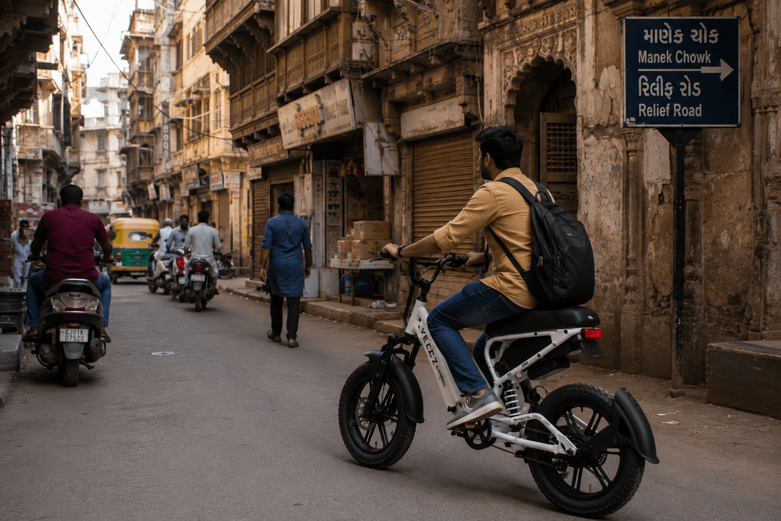 Electric cycle for daily travel in Ahmedabad Old City lanes